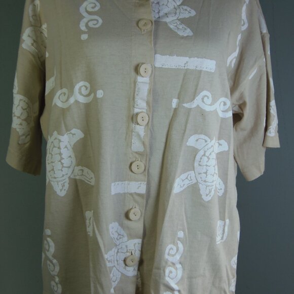 VTG Y2K Cotton Connection Tropical Button Up Short Sleeve Cardigan Lagenlook Vac - Picture 1 of 10